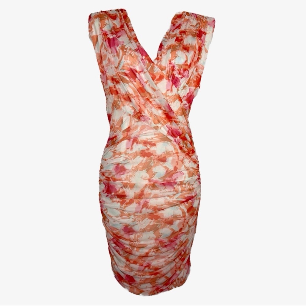 BCBG Vibrant Pink and Orange Mini Dress - Picture 13 of 15